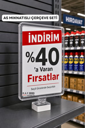 A5 Mıknatıs Tutuculu Fiyatlık Etiketlik – Dikey Yatay ve Bilgilendirme Çerçevesi Şeffaf