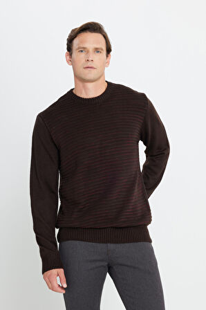 Altınyıldız Classics Bisiklet Yaka Standart Kahve Melanj Erkek Kazak 4A4924100054