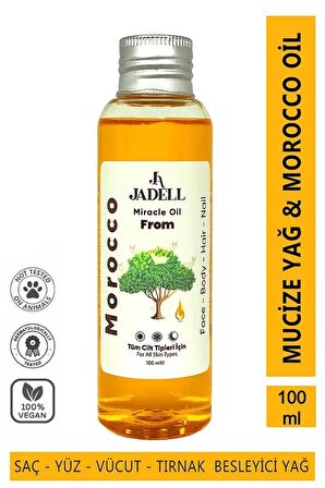 Jadell Besleyici, Arındırıcı Nemlendirici Tüm Cilt ve Saç Tipleri Için Vegan Doğal Arındıcı Mucizevi Morocco Miracle Yağ 100 ml