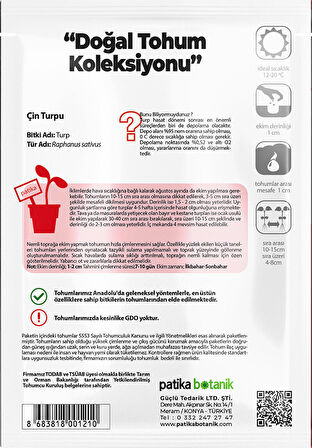 450 Adet Yerli Ata Çin Turp Tohumu