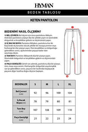 HYMAN Erkek Beli Lastikli Baggy Kalıp Keten Pantolon