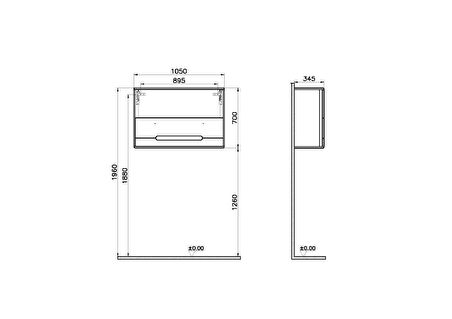 VitrA Sento 60885 Üst Dolap, 105 cm, Mat Beyaz