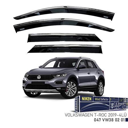 Volkswagen T-Roc Niken Kromlu Cam Rüzgarlığı 4lü Set 2019 ve Üstü