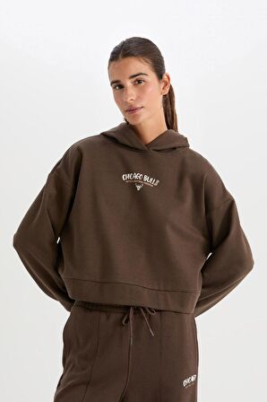 DeFactoFit NBA Chicago Bulls Kapüşonlu Kalın Sweatshirt D0688AX24AUBN335