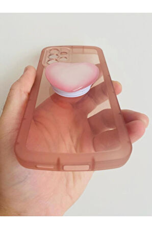 Samsung Galaxy A53 Kamera Korumalı Popsocketli Pembe Kılıf