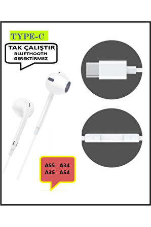 Samsung Galaxy A55 A35 A34 A54 Kulaklık Type C Kablolu Kulaklık  Dac Çipli Tak Çalıştır