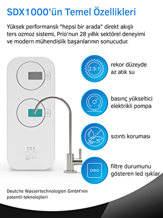 Prio SDX1000 Tanksız Direkt Akışlı Otomatik Yıkamalı Pompalı Su Arıtma Cihazı