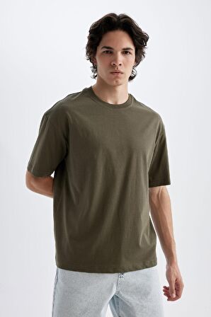 DeFacto Boxy Fit Bisiklet Yaka Basic Düz Kısa Kollu Tişört D5071AX24HSKH361