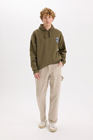 DeFacto Boxy Fit Kapüşonlu Sırt Baskılı Sweatshirt D0849AX24AUKH260