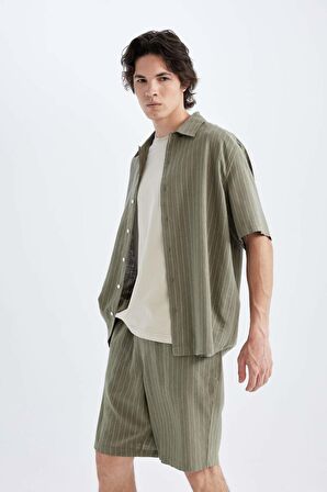 DeFacto Relax Fit Keten Karışımlı Yazlık Bermuda Şort C1240AX24SMKH82