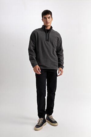 DeFacto Relax Fit Dik Yaka Fermuarlı Polar Sweatshirt D2688AX24AUAR9