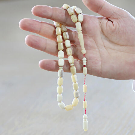 Sistemli Kapsül Kesim Naturel Renk Deve Kemiği Tesbih