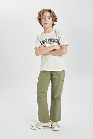 DeFacto Erkek Çocuk Kargo Cepli Düz Paça Gabardin Pantolon B5924A824SPKH373
