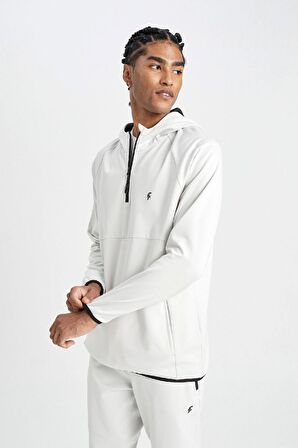 DeFactoFit Standart Fit Kapüşonlu Pike Sporcu Sweatshirt C9181AX24AUGR493