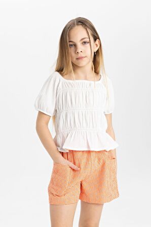 DeFacto Kız Çocuk Kareli Paperbag Şort C2314A824SMOG466