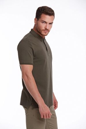 Haki Regular Fit %100 Pamuk Polo Yaka Tişört | M