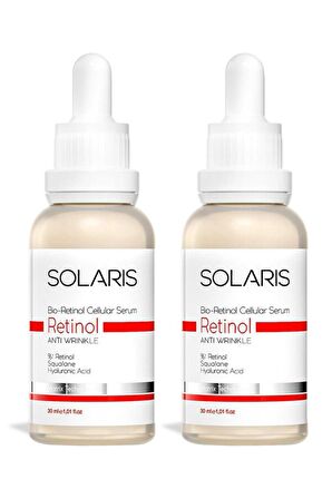 Solaris Onarıcı & Besleyici Retinol Cilt Bakım Serumu 30 ml x 2 Adet (1% Retinol ve Hyaluronic Acid)