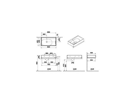 VitrA Equal 64083 Lavabo Ünitesi, 80 cm, Havluluklu, Beyaz