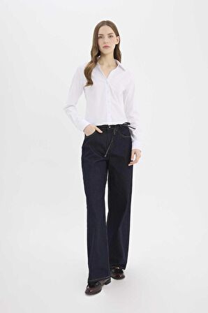 DeFacto Wide Leg Geniş Paça Bağcıklı Uzun Jean Pantolon E5707AX25SPNM82
