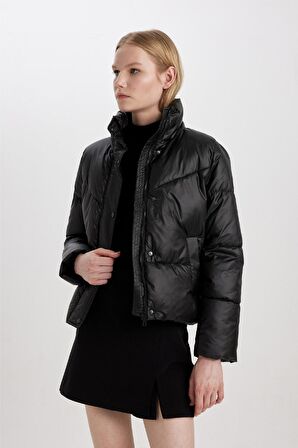 DeFacto Su İtici Şişme Mont Dik Yaka Fermuar Çıtçıtlı Cepli C5163AX23WNBK27