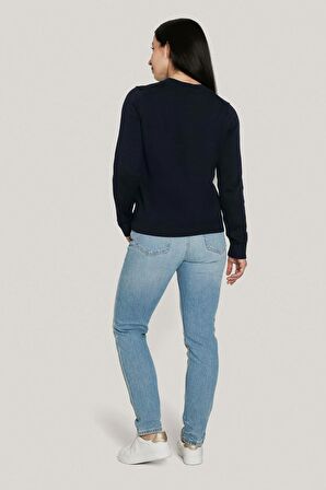 Kadın Yazı Logolu Kazak - Lacivert | XS