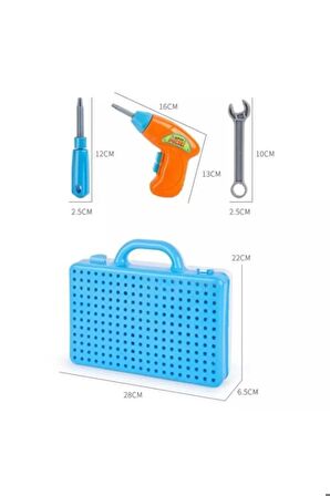 Çantalı Pilli Matkap 3d Puzzle Mozaik Hayvanlar Puzzle Eğitici Yapı Oyuncakları