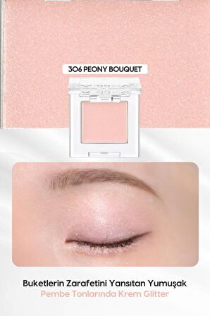 Kalıcı, Topaklanma Yapmayan, Simli Tekli Krem Far Modern Shadow Glitter (306 Peony Bouquet)