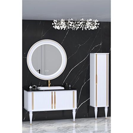 LAURA 120 CM BEYAZ LAVABOLU BANYO DOLABI  BEYAZ - BOY DOLAP DAHİL