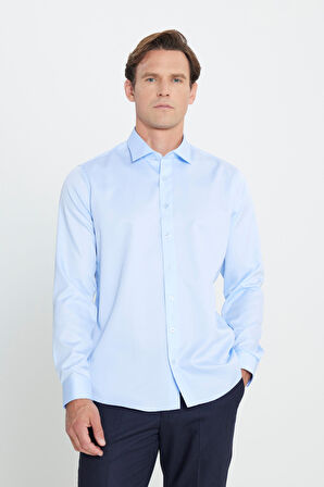 Slim Fit Dar Kesim Klasik Yaka %100 Pamuk Ütü Gerektirmeyen Non-Iron Gömlek