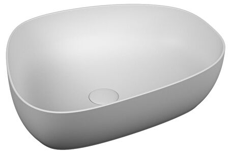 VitrA Outline 5991B401-0016 Asimetrik Lavabo, VitrA Clean, 56 cm, Mat Beyaz