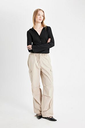 DeFacto Coool Paraşüt Poplin Pantolon Basic Düz Cepli Beli Lastikli A6266AX24AUBG191