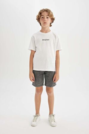 DeFacto Erkek Çocuk Basic Düz Jean Şort B5763A824SMNM55