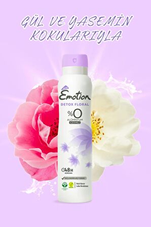 Detox Floral Kadın Vegan Deodorant 6x150ml Hızlı Kurur, Leke Bırakmaz