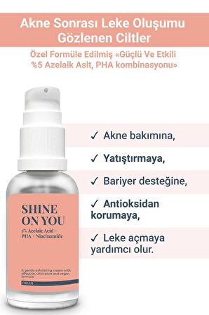 SHINE ON YOU - Azelaik Asit Hassas Ciltler İçin Akne ve Leke Karşıtı Bariyer Koruyucu Krem 30ml