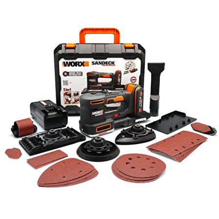 WORX WX820 20Volt 2.0Ah. Li-ion Profesyonel Devir Ayarlı Çok Amaçlı Şarjlı Zımpara