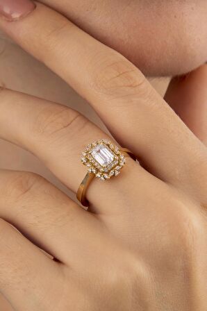 14 Ayar Altın Kraliçe Baget Yüzük Sarı