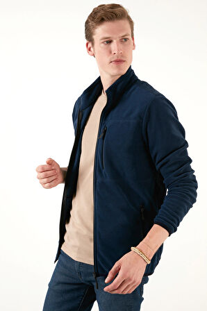 Buratti Slim Fit Fermuarlı Cepli Dik Yaka Soğuk Geçirmez Polar Hırka Erkek HIRKA 5906028