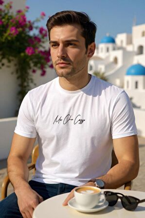 Erkek  Slim Fit Enjeksiyon Baskılı Pamuklu T-Shirt