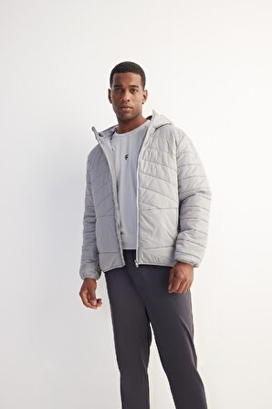 DeFactoFit Su İtici Regular Fit Kapüşonlu Fermuarlı Dokuma Mont D6183AX25SPGR456