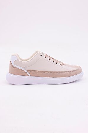 Dijital Baskı Erkek Bej-Beyaz Sneaker Ayakkabı