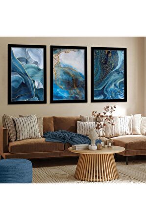 Kolaj Çizim 3'lü Kanvas Tablo