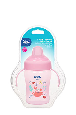 Wee Baby Colorfull Akıtmaz PP Kulplu Bardak 240 ML Pembe