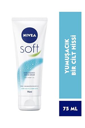 Nivea Soft Nemlendirici Bakım Kremi 75 ml, Jojoba Yağı, E Vitamini, Yüz Vücut El, Yumuşak Cilt Hissi