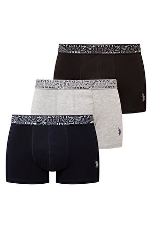 Erkek Siyah - Lacivert - Gri Melanj 3 lü Boxer
