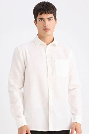 DeFacto Regular Fit Polo Yaka Pamuklu Uzun Kollu Gömlek D4976AX24AUWT16