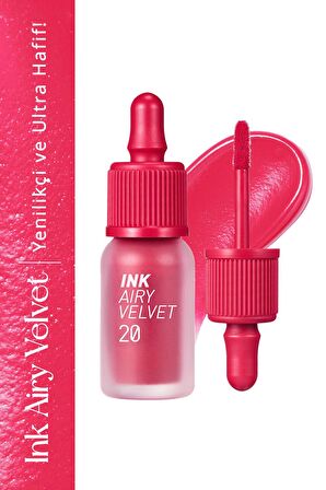 Uzun Süre Kalıcı Hafif Formüllü Kadife Bitişli TintPeripera Ink Airy Velvet(20 Beautiful Coral Pink)