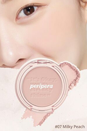 Pastel Tonlarda Sebum Dengeleyici Toz Allık Peripera Pure Blushed Sunshine Cheek (07 Milky Peach)