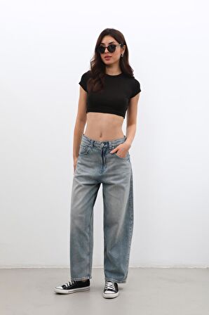 Kadın Yüksek Bel Skater Fit Jean Pantolon Tint