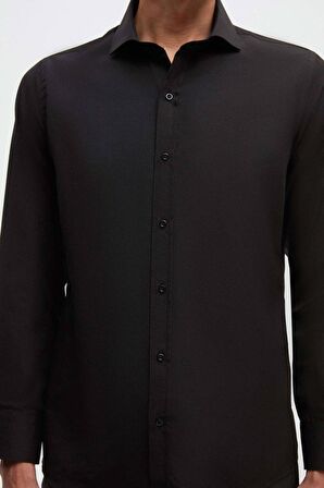 Ds Damat Slim Fit Siyah İtalyan Yaka Gömlek 2HF02ORT5185 2HF02ORT5185