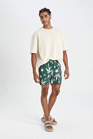 DeFacto Regular Fit Desenli File Astarlı Kısa Boy Deniz Şortu D4517AX24HSGN245